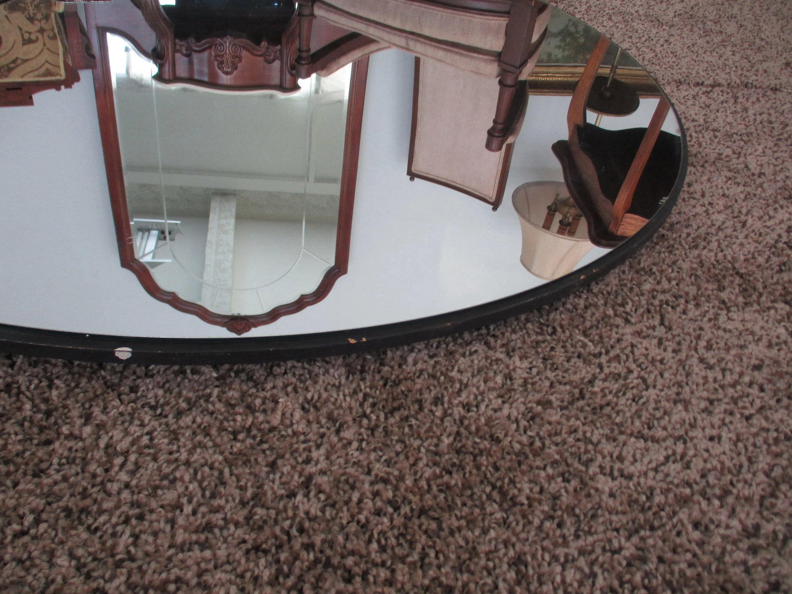 Mid Century David Marshall Black & Lavender Round Iris Design Mirror - 5