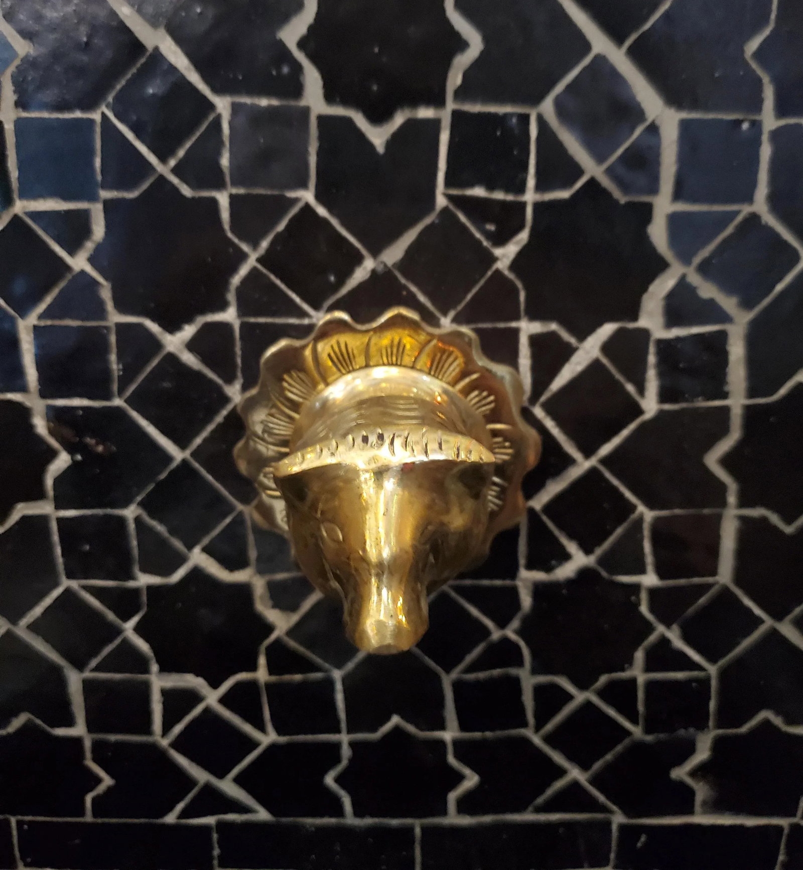 All Black Moroccan Mosaic Tile Fountain - 2