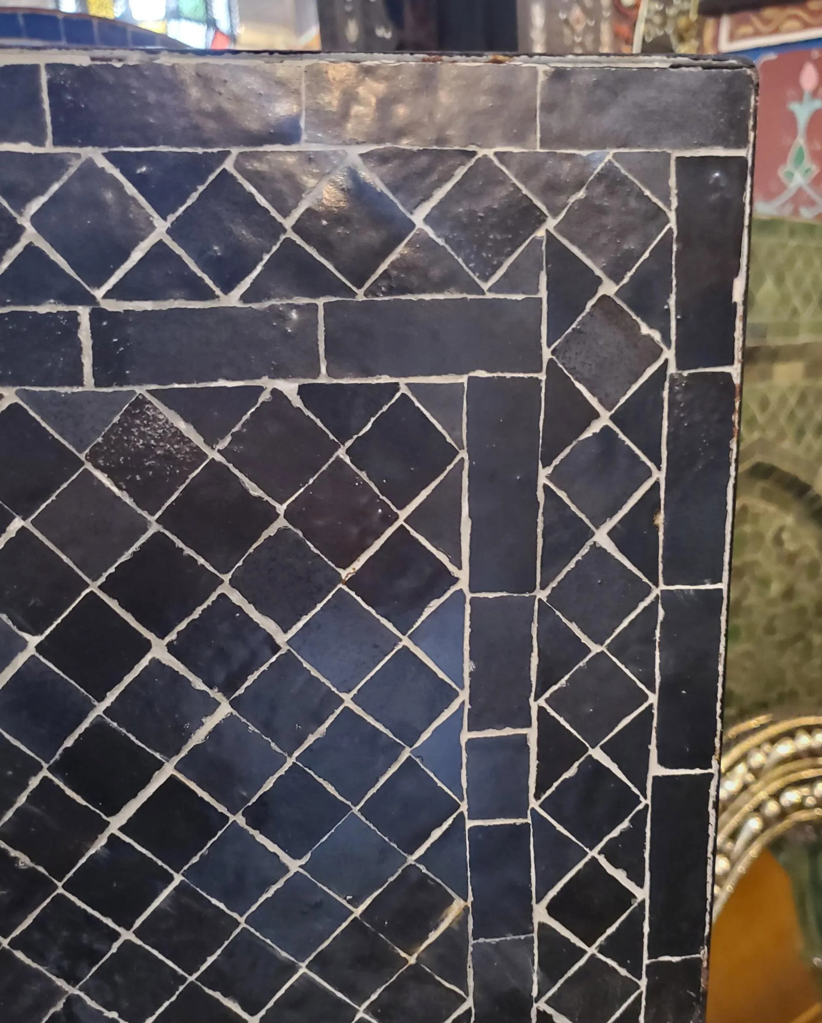 All Black Moroccan Mosaic Tile Fountain - 3