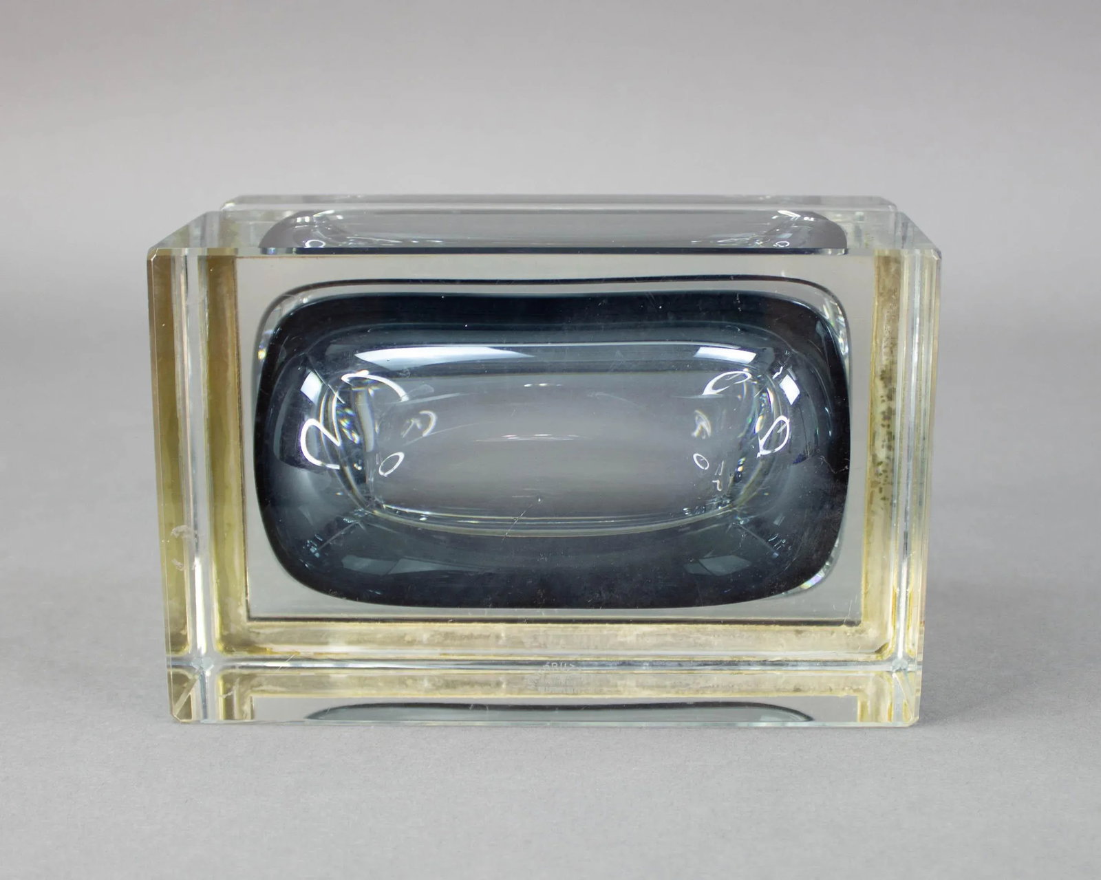 Mid 20th Century Mandruzzato Murano Italy Sommerso Smoke Gray Art Glass Trinket Jewel Box - 8