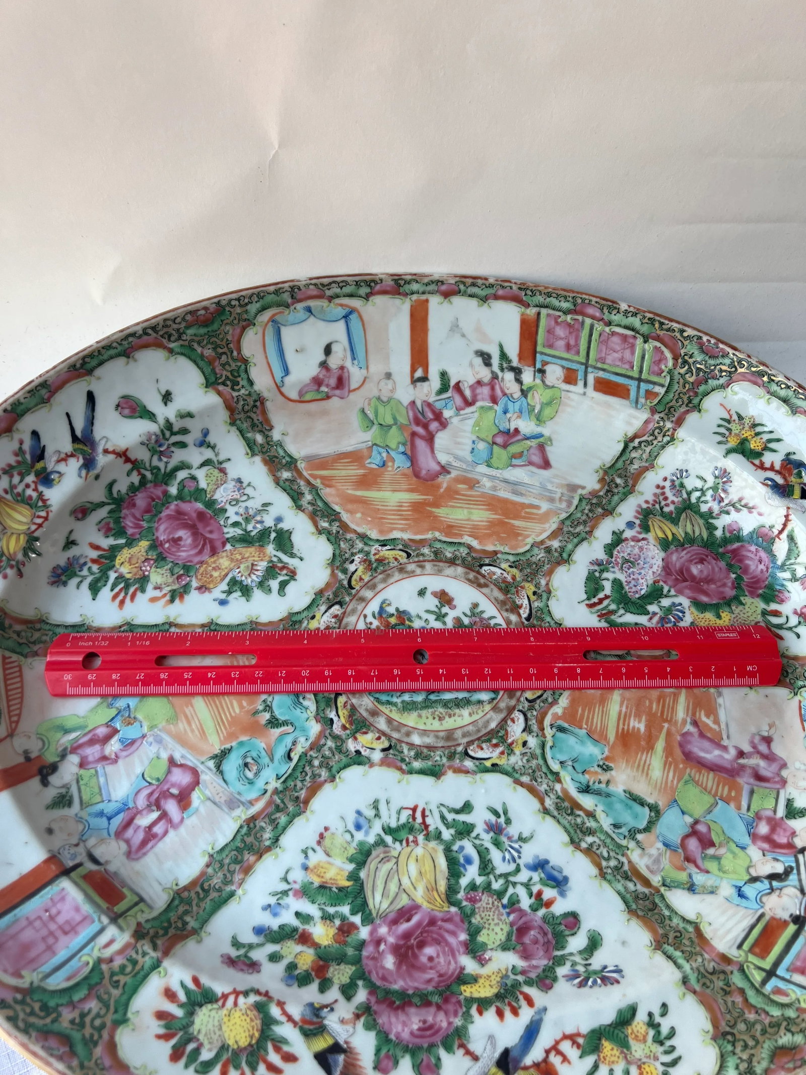 Antique Chinese Export Rose Medallion Large Oval Platter - 11