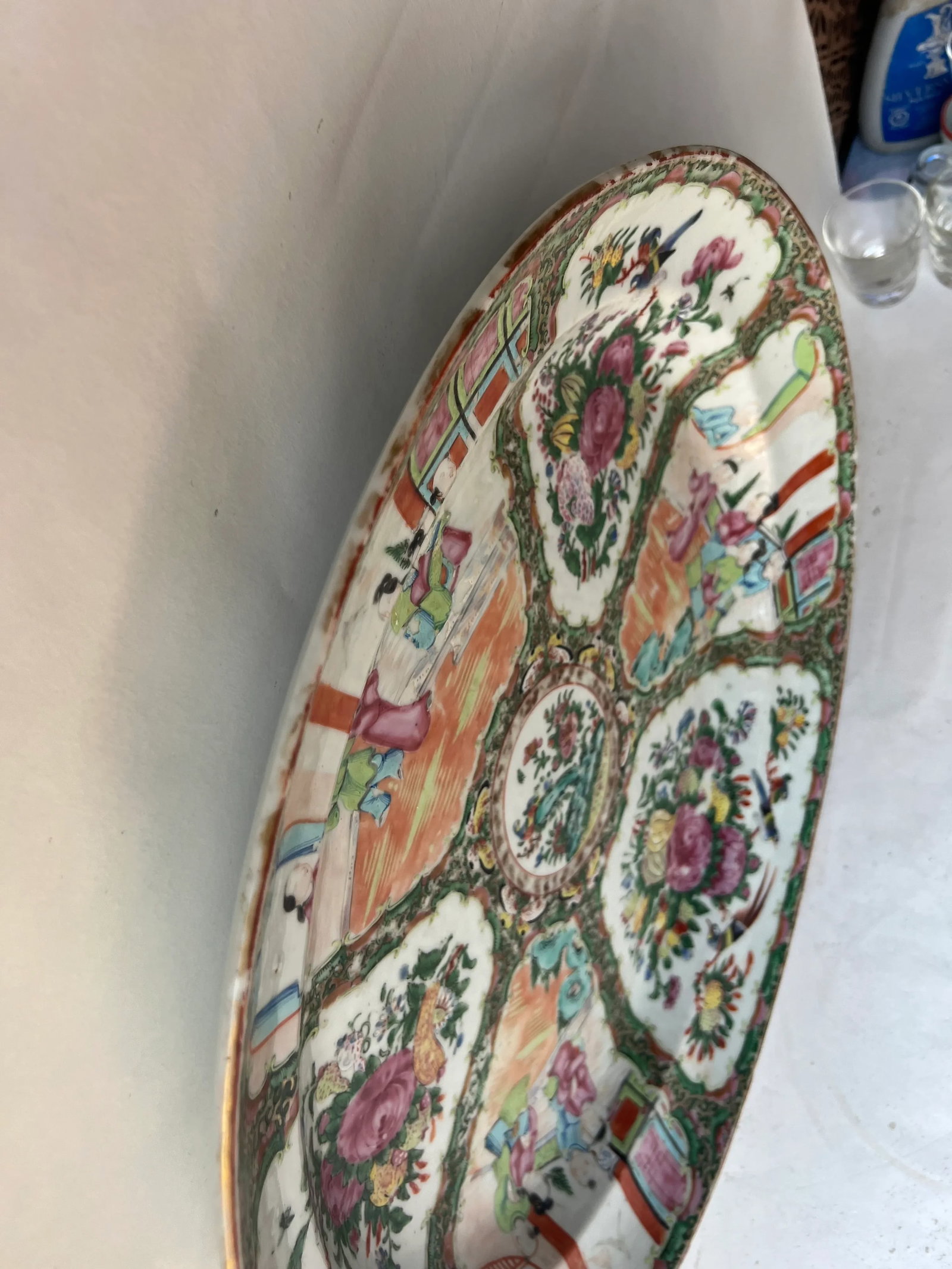Antique Chinese Export Rose Medallion Large Oval Platter - 12