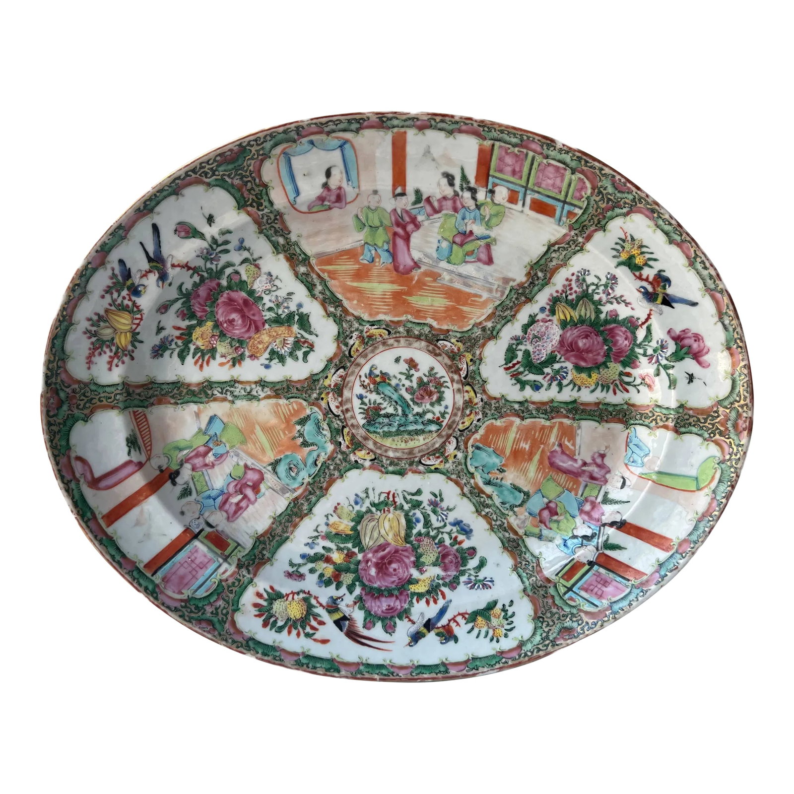 Antique Chinese Export Rose Medallion Large Oval Platter (1 of 13)