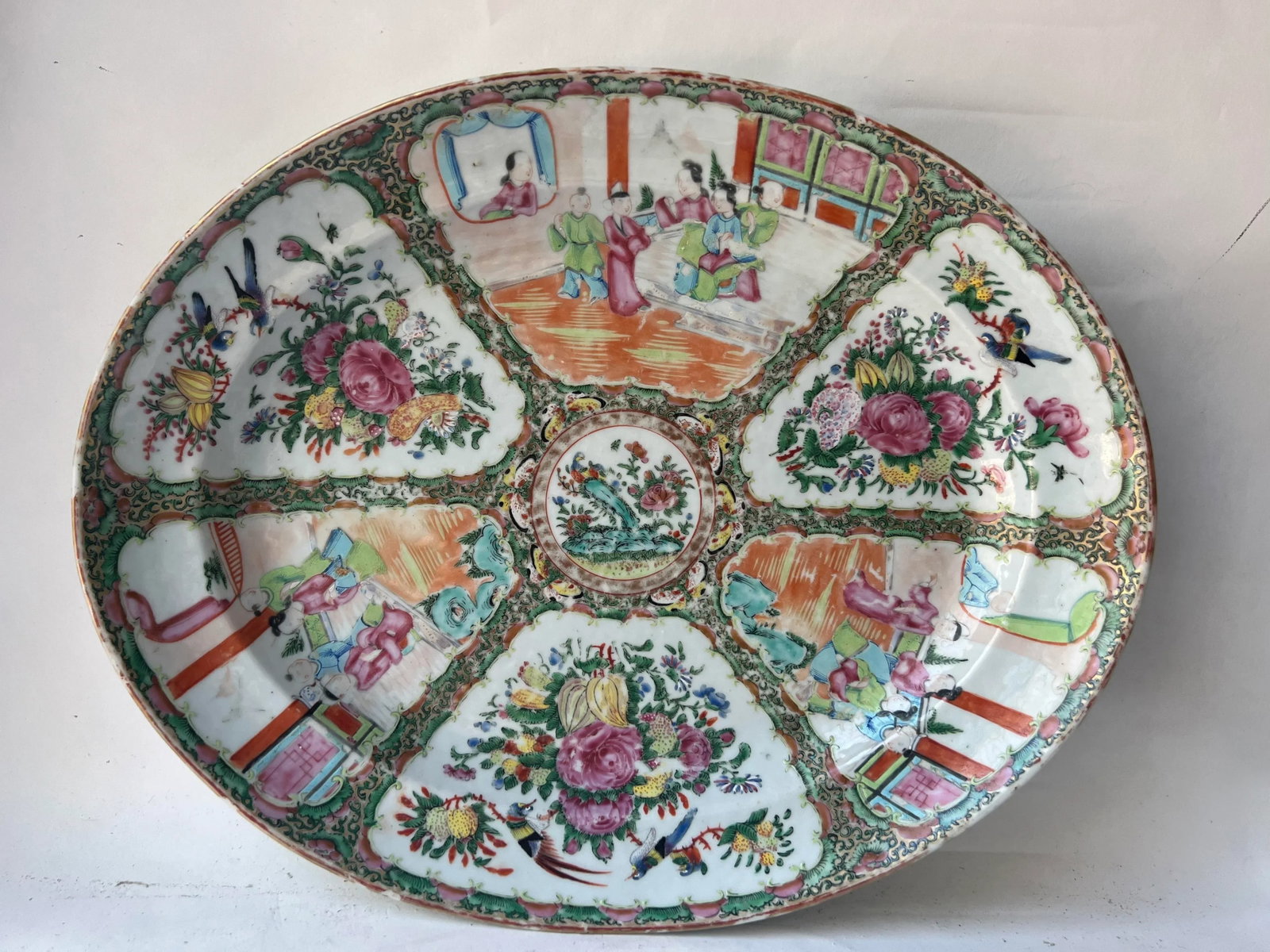 Antique Chinese Export Rose Medallion Large Oval Platter - 2