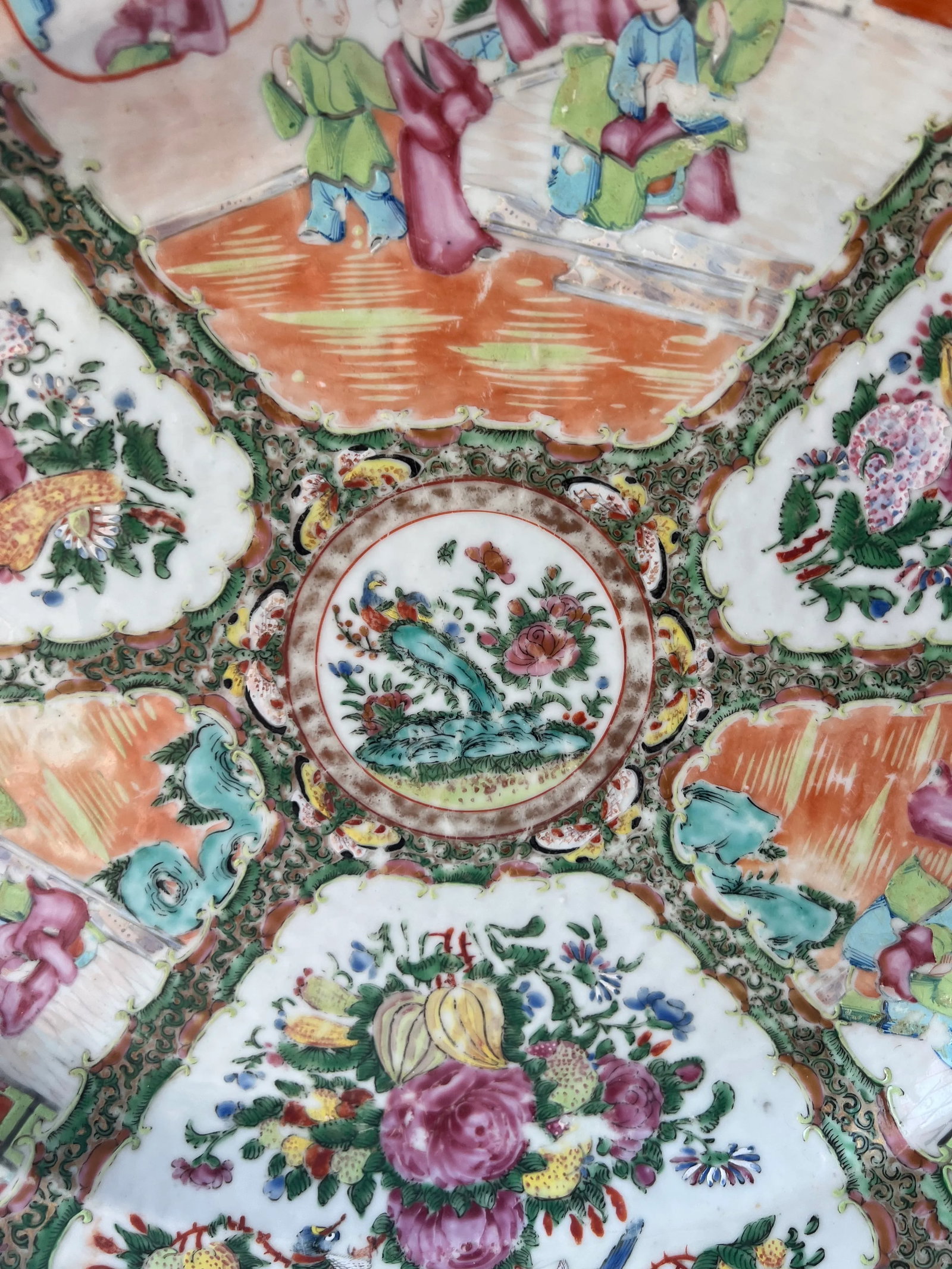 Antique Chinese Export Rose Medallion Large Oval Platter - 8