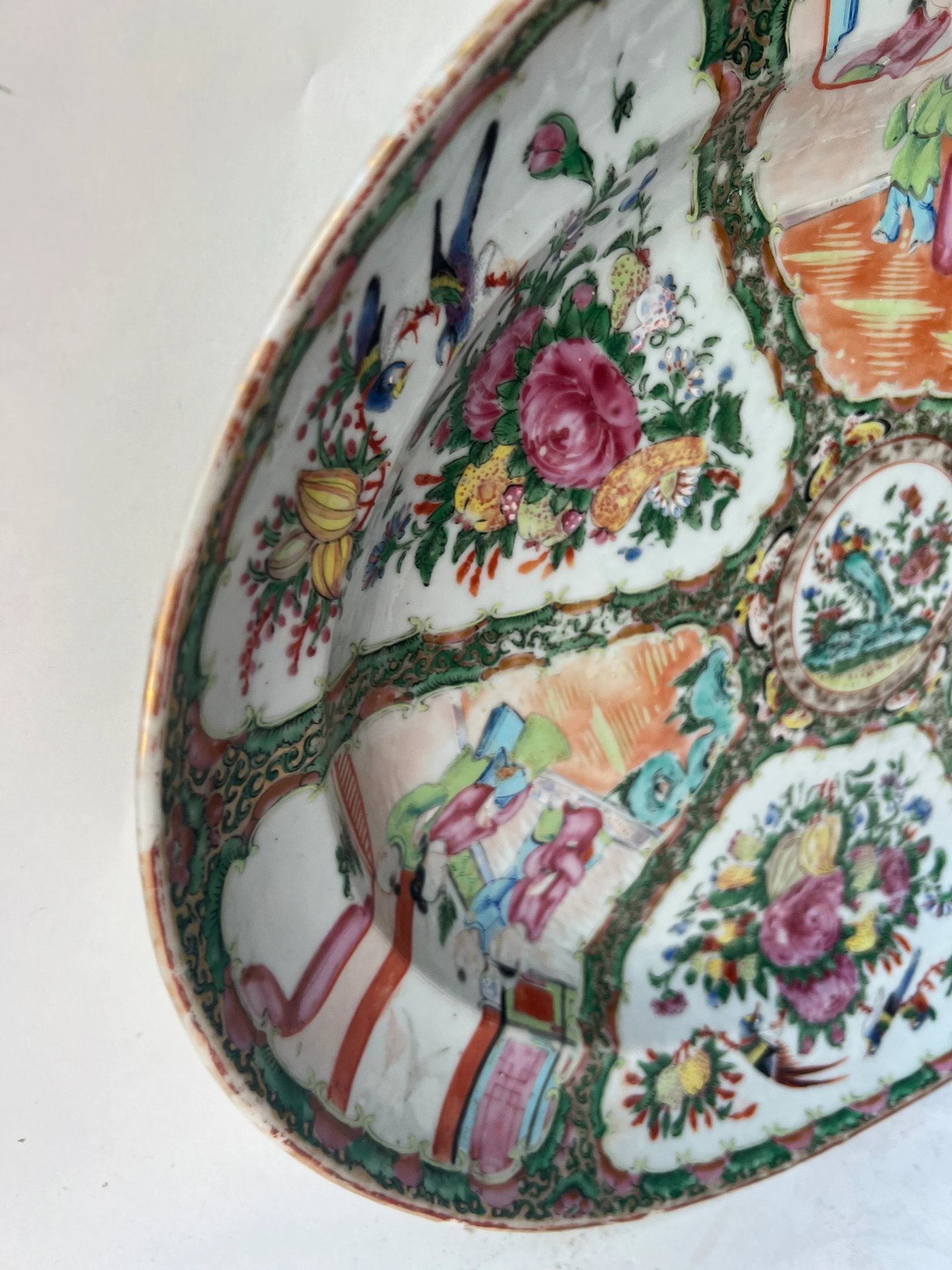 Antique Chinese Export Rose Medallion Large Oval Platter - 9