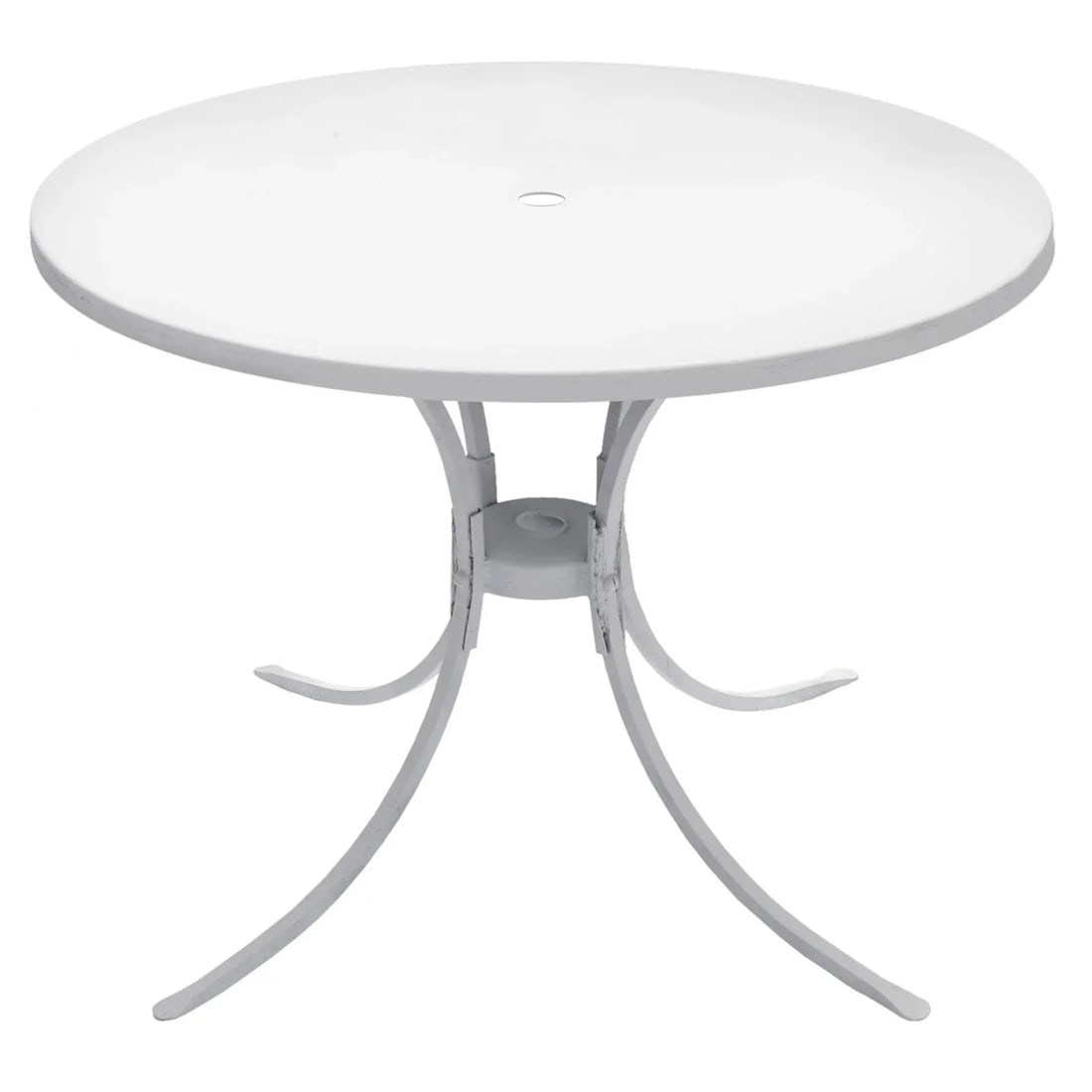 1950s Round White Metal Outdoor Patio Table - 2