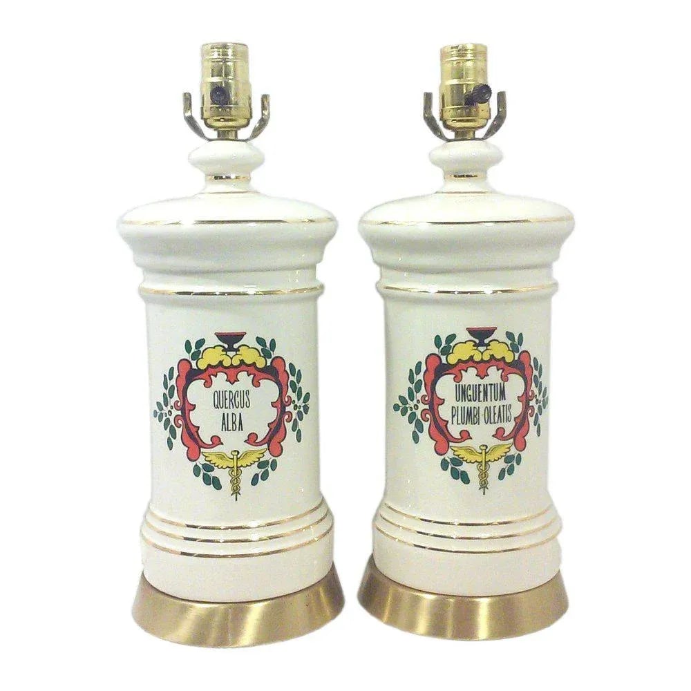 Vintage Ceramic Apothecary Table Lamps-A Pair - 4