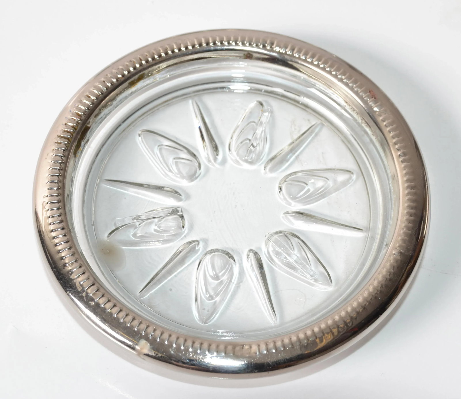 1960s Leonard Silver Manufacturing Attributed Silver Plate & Crystal Wine Glass Coasters- Set of 12 - 2