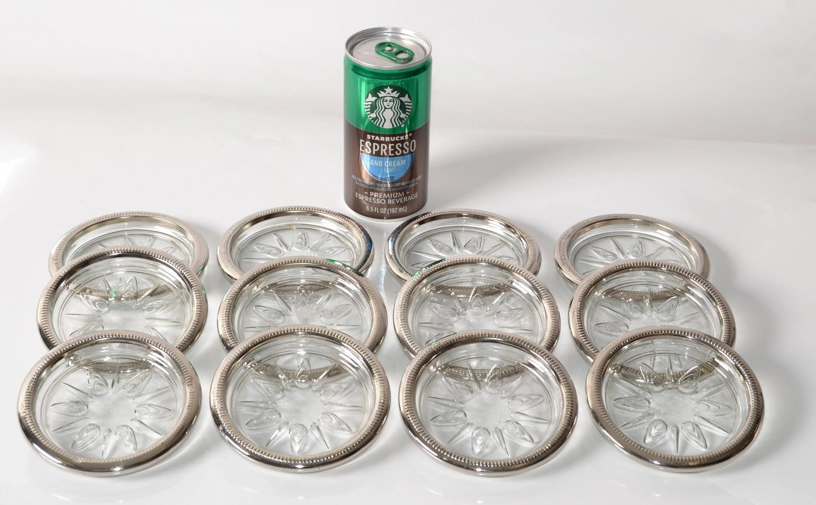 1960s Leonard Silver Manufacturing Attributed Silver Plate & Crystal Wine Glass Coasters- Set of 12 - 7