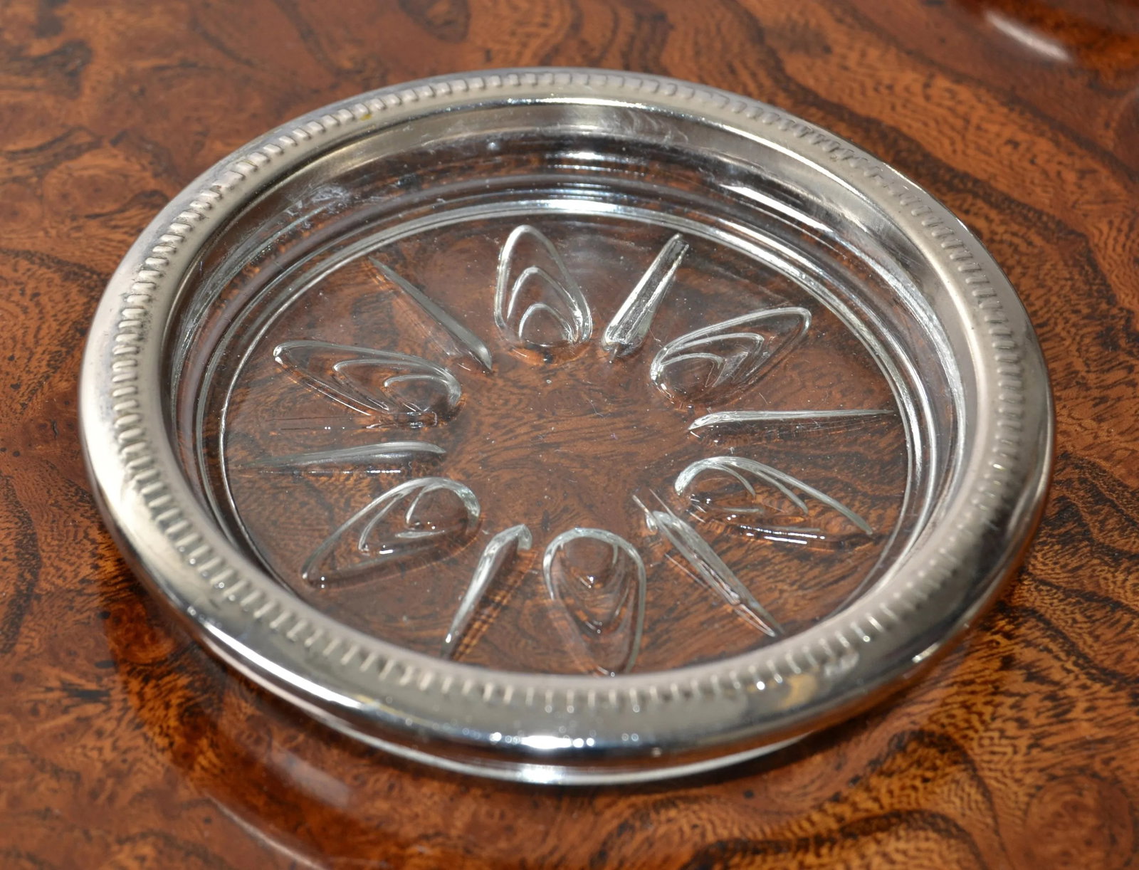 1960s Leonard Silver Manufacturing Attributed Silver Plate & Crystal Wine Glass Coasters- Set of 12 - 9
