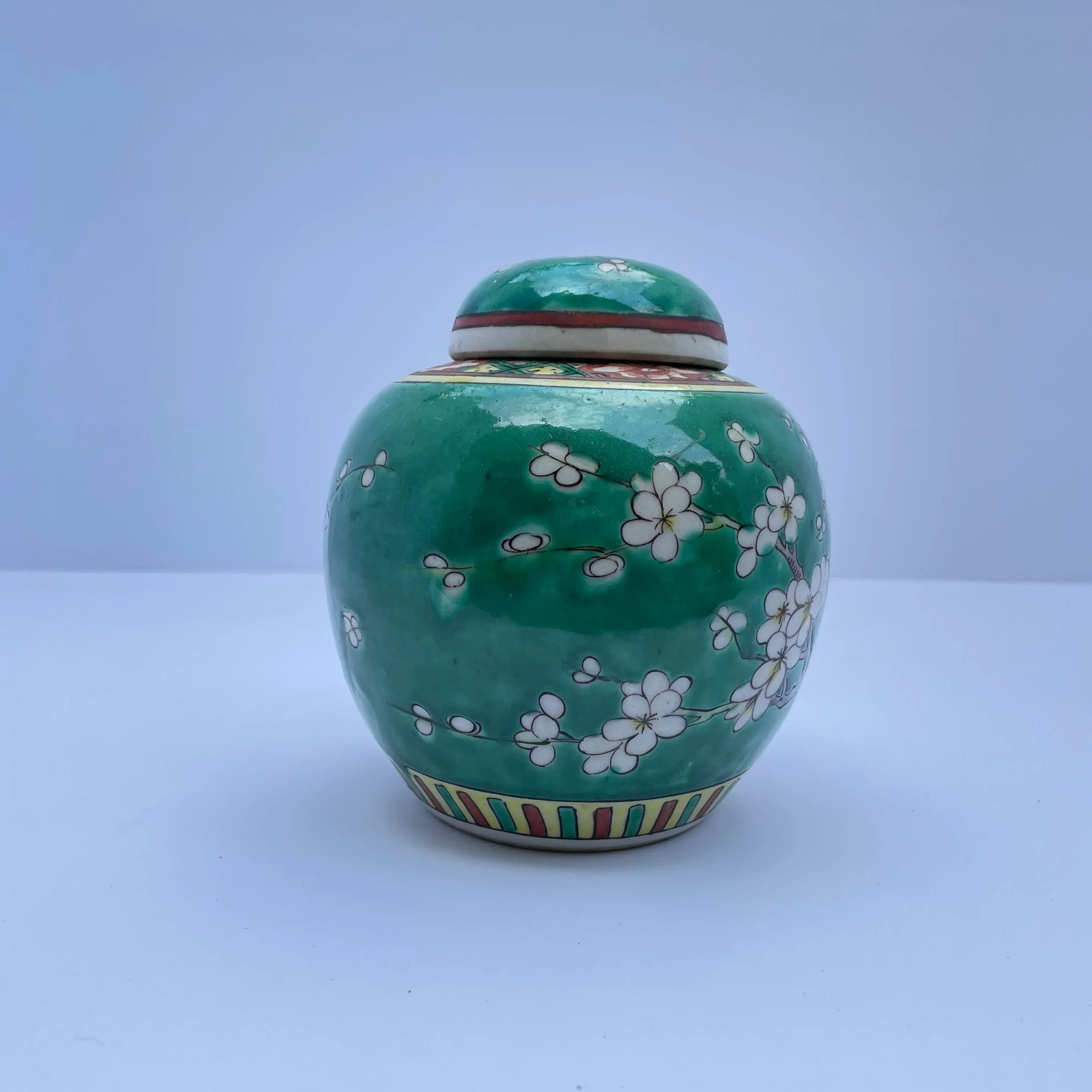 Antique 19th Century Chinese Famille Verte Prunus Blossom Ginger Jar - 3