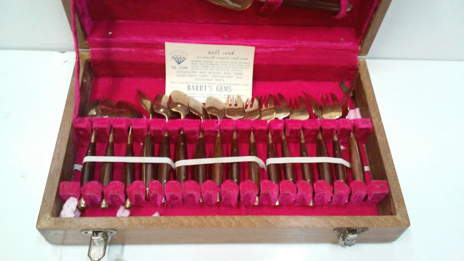 Vintage Bronze and Rosewood Appetizer and Serving Flatware Set - 2