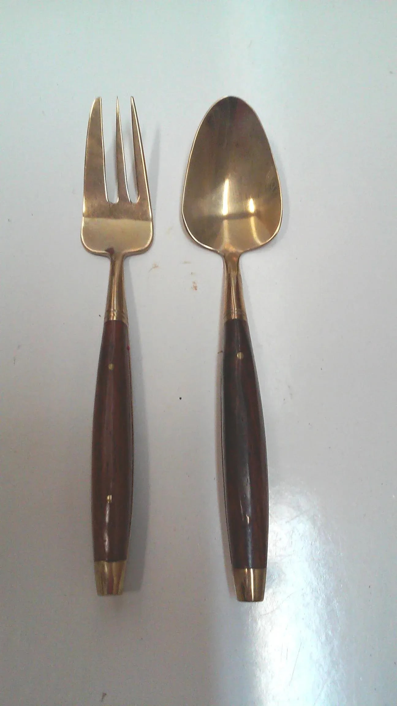 Vintage Bronze and Rosewood Appetizer and Serving Flatware Set - 5