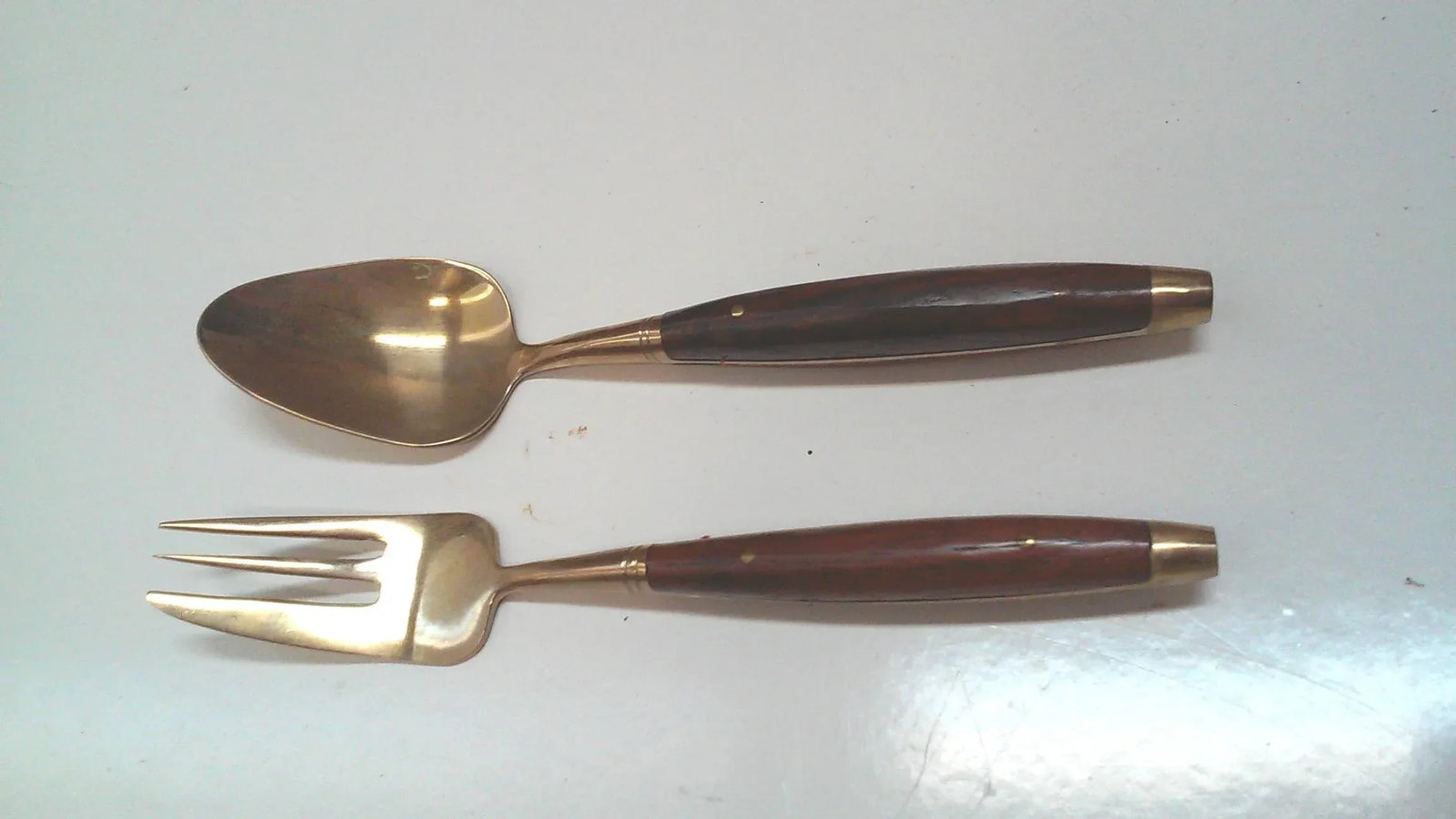 Vintage Bronze and Rosewood Appetizer and Serving Flatware Set - 6
