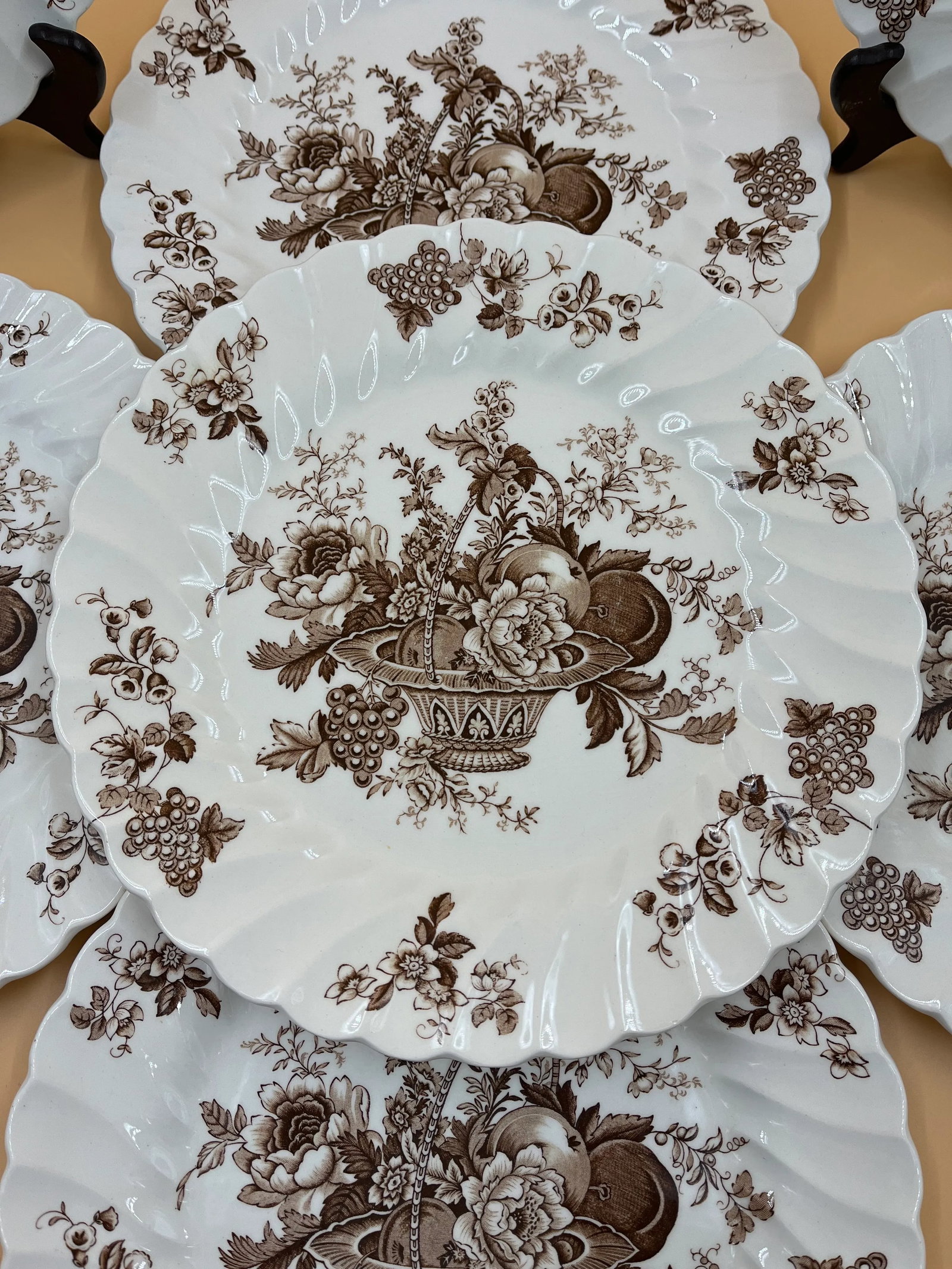 Early 20th Century English Staffordshire Dinner Plates- Set of 7 - 2