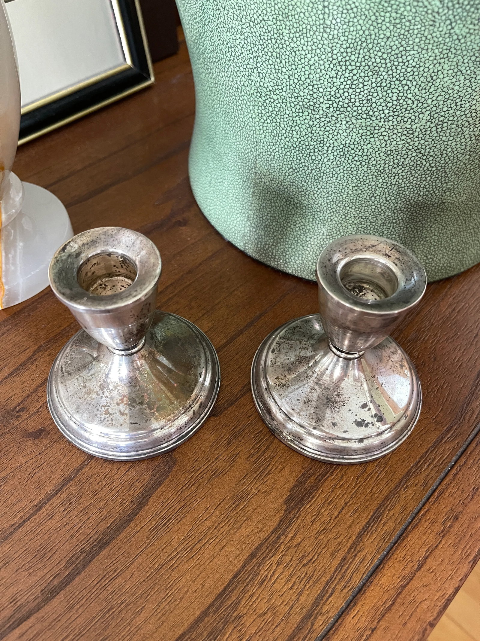 Vintage Sterling Weighted Candle Holders - a Pair - 3