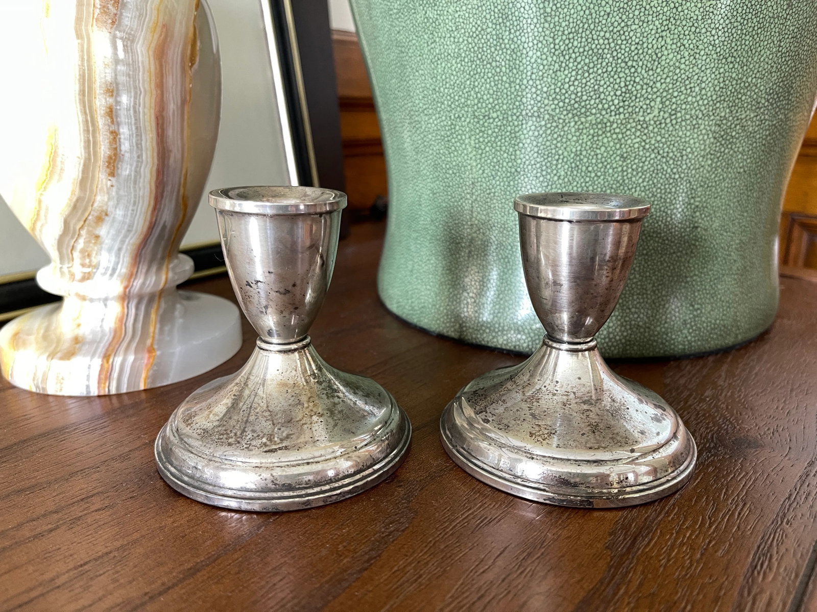 Vintage Sterling Weighted Candle Holders - a Pair - 5