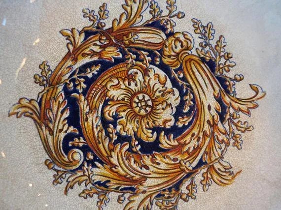 1865 Antique Gien French Renaissance Revival Faience Earthenware Scalloped Bowl - 9