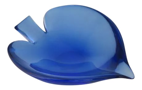 Mid-Century Cobalt Blue Murano Glass Angel Fish-Shaped Bowl: A stunning Cobalt blue midcentury murano glass bowl in the shape of an angelfish. The bowl measures 8.25" Long and 6.25" Wide and 2.25" High. Condition is wonderful with only a few shallow, superficia