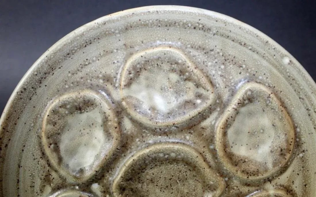 Vintage French Stoneware Oyster Plates- Set of 9 - 8