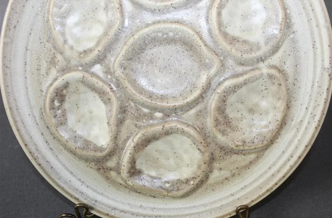 Vintage French Stoneware Oyster Plates- Set of 9 - 9