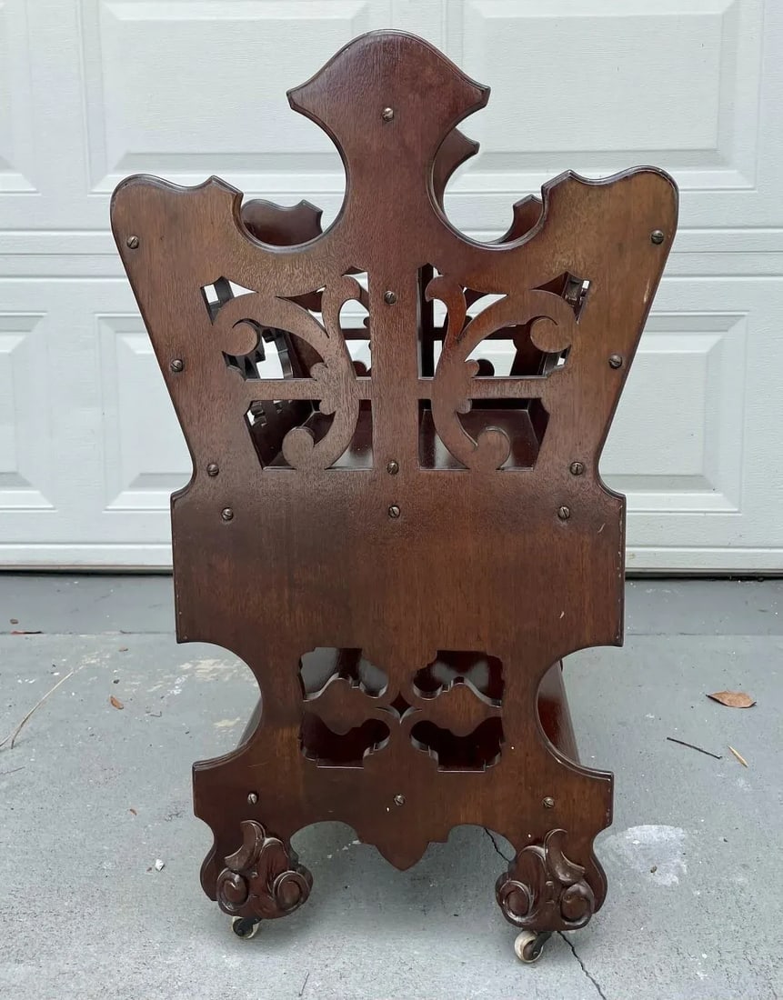 English Victorian Two Tier Walnut Canterbury Circa 1880. - 12