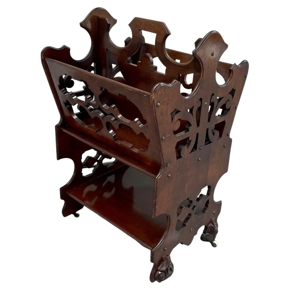 English Victorian Two Tier Walnut Canterbury Circa 1880. - 13