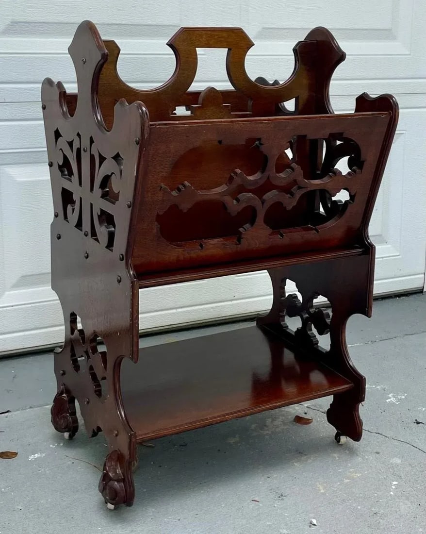 English Victorian Two Tier Walnut Canterbury Circa 1880. - 2