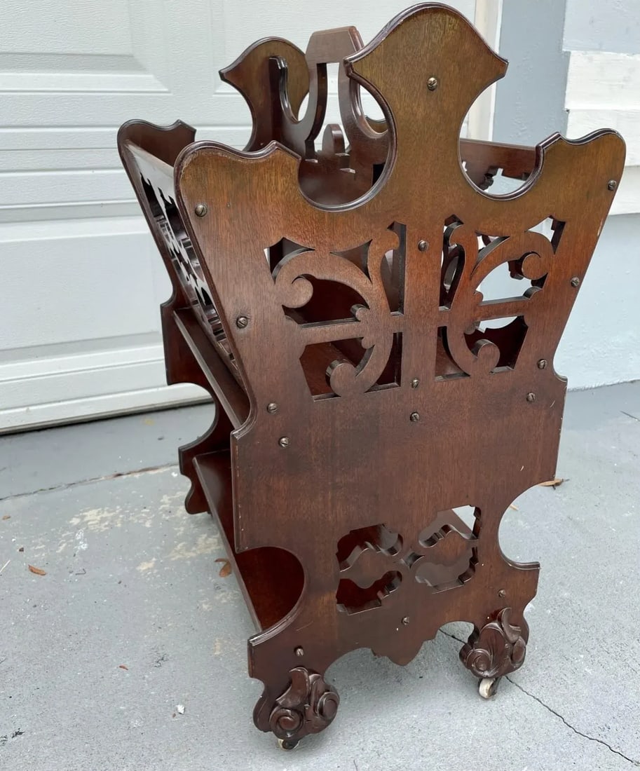 English Victorian Two Tier Walnut Canterbury Circa 1880. - 4