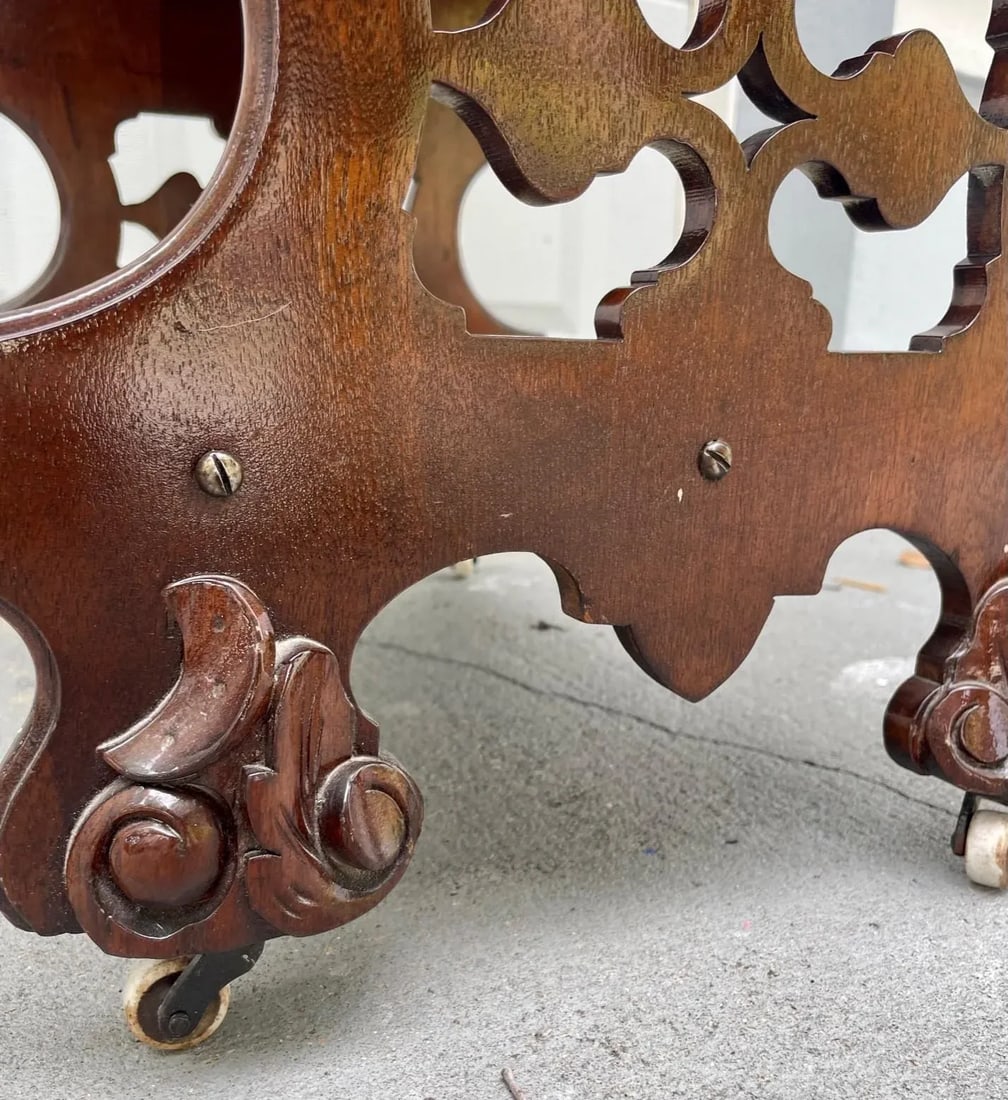 English Victorian Two Tier Walnut Canterbury Circa 1880. - 5