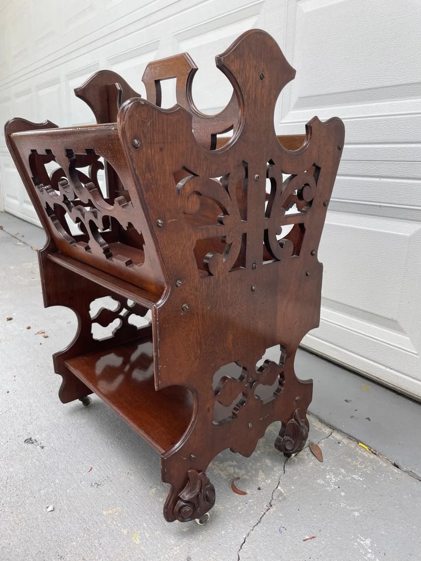 English Victorian Two Tier Walnut Canterbury Circa 1880. - 7