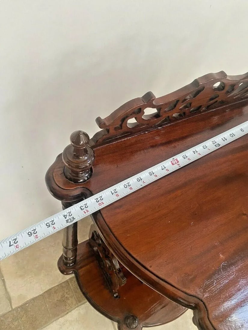 Vintage Victorian Style Table Magazine Rack Bottom Storage Chinese Chippendale - 10