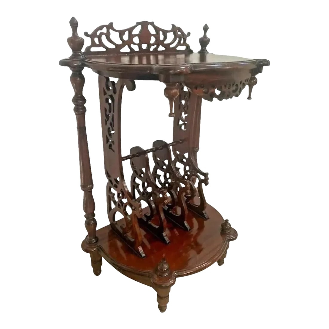 Vintage Victorian Style Table Magazine Rack Bottom Storage Chinese Chippendale: Gorgeous Very hard to find Hand crafted Vintage Victorian style Magazine Rack Table 29" Tall X 14" Deep X 24" wide. Very Good structural condition, Original Patina. High End craftsman construction,
