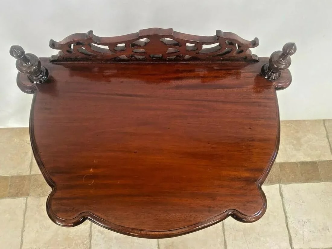 Vintage Victorian Style Table Magazine Rack Bottom Storage Chinese Chippendale - 3