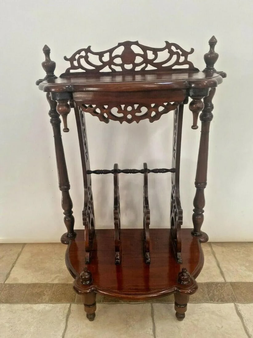 Vintage Victorian Style Table Magazine Rack Bottom Storage Chinese Chippendale - 6