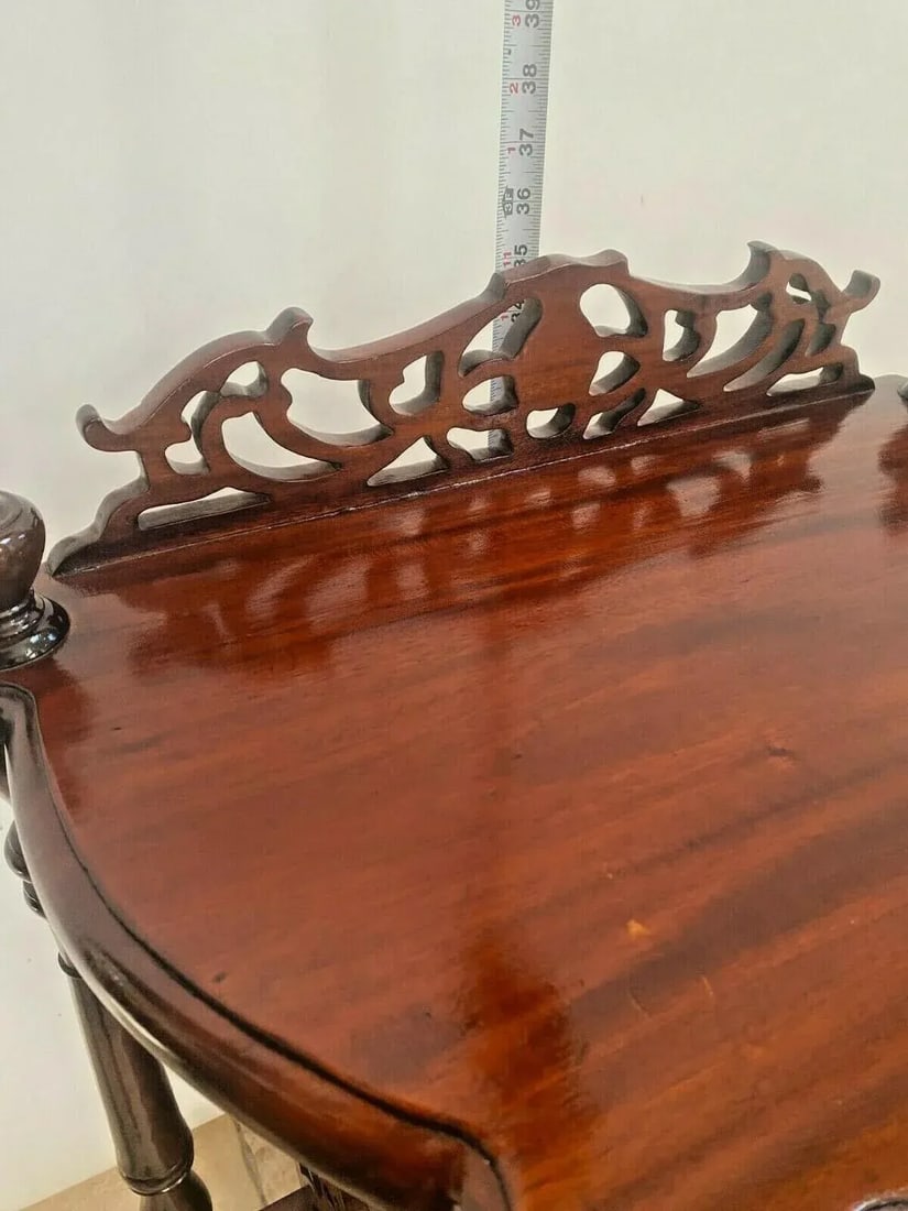 Vintage Victorian Style Table Magazine Rack Bottom Storage Chinese Chippendale - 8