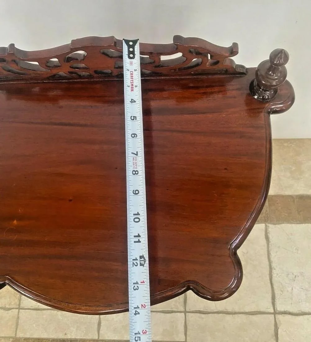Vintage Victorian Style Table Magazine Rack Bottom Storage Chinese Chippendale - 9