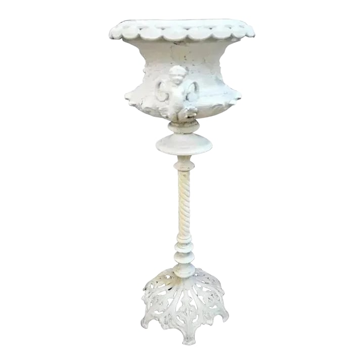 Vintage Angel Plant Stand Tall Solid Cast Aluminum Italian Style Tall Jardiniere: Gorgeous Mid century solid cast aluminum Angel themed large tall plant stand. Stand is 41" Tall X 14" Deep X 14" Wide. "Very Good Vintage condition. High End Quality construction, No Odors, Some age/u