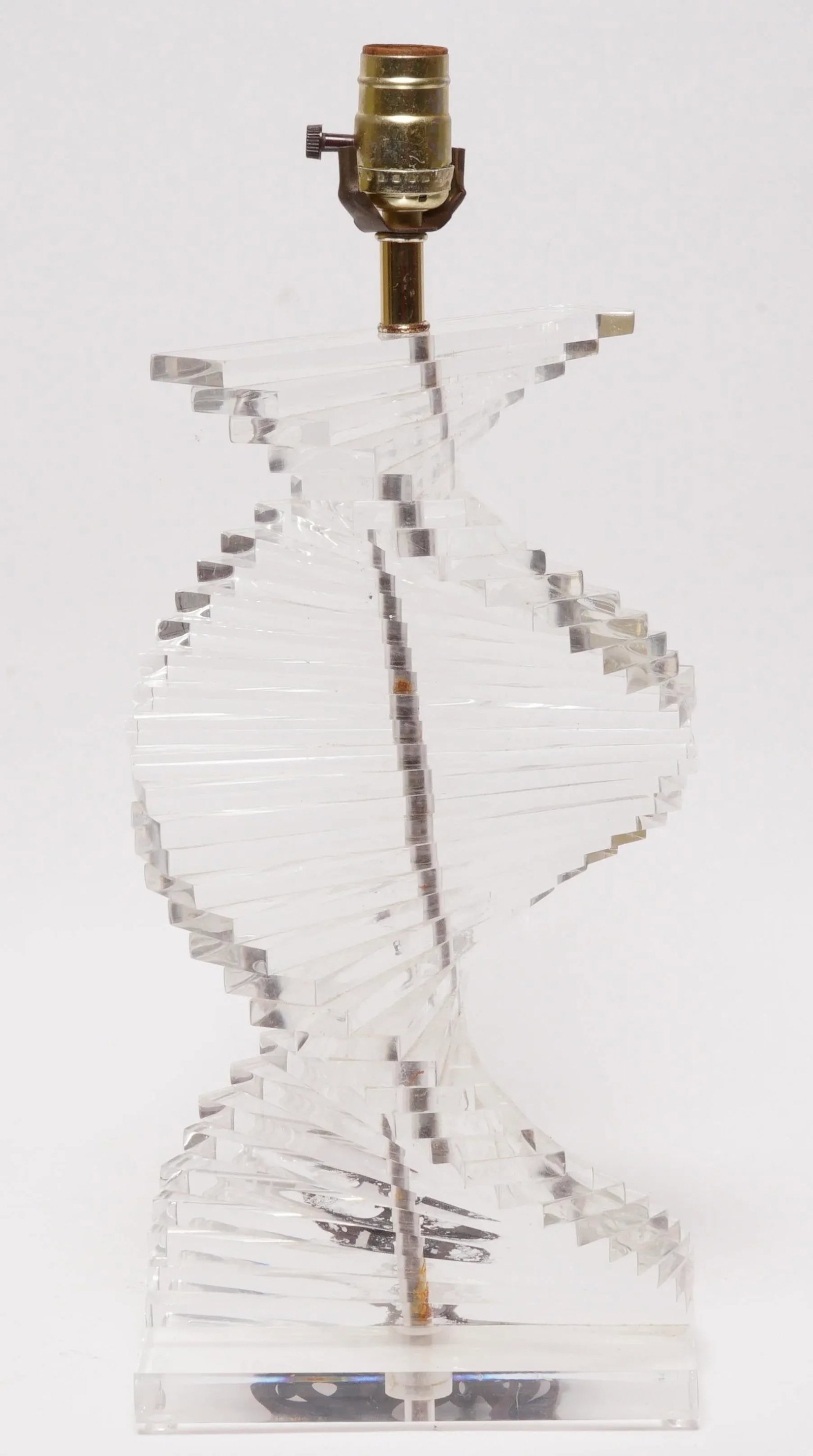 1970s Hollywood Regency Stacked Lucite Table Lamps - a Pair - 5