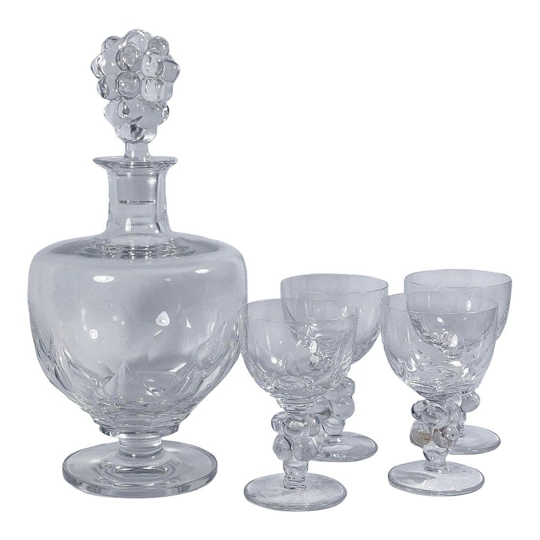 Mid 20th Century Lalique Crystal "Clos Vougeot" Decanter and Glasses - 5 pcs (1 of 6)