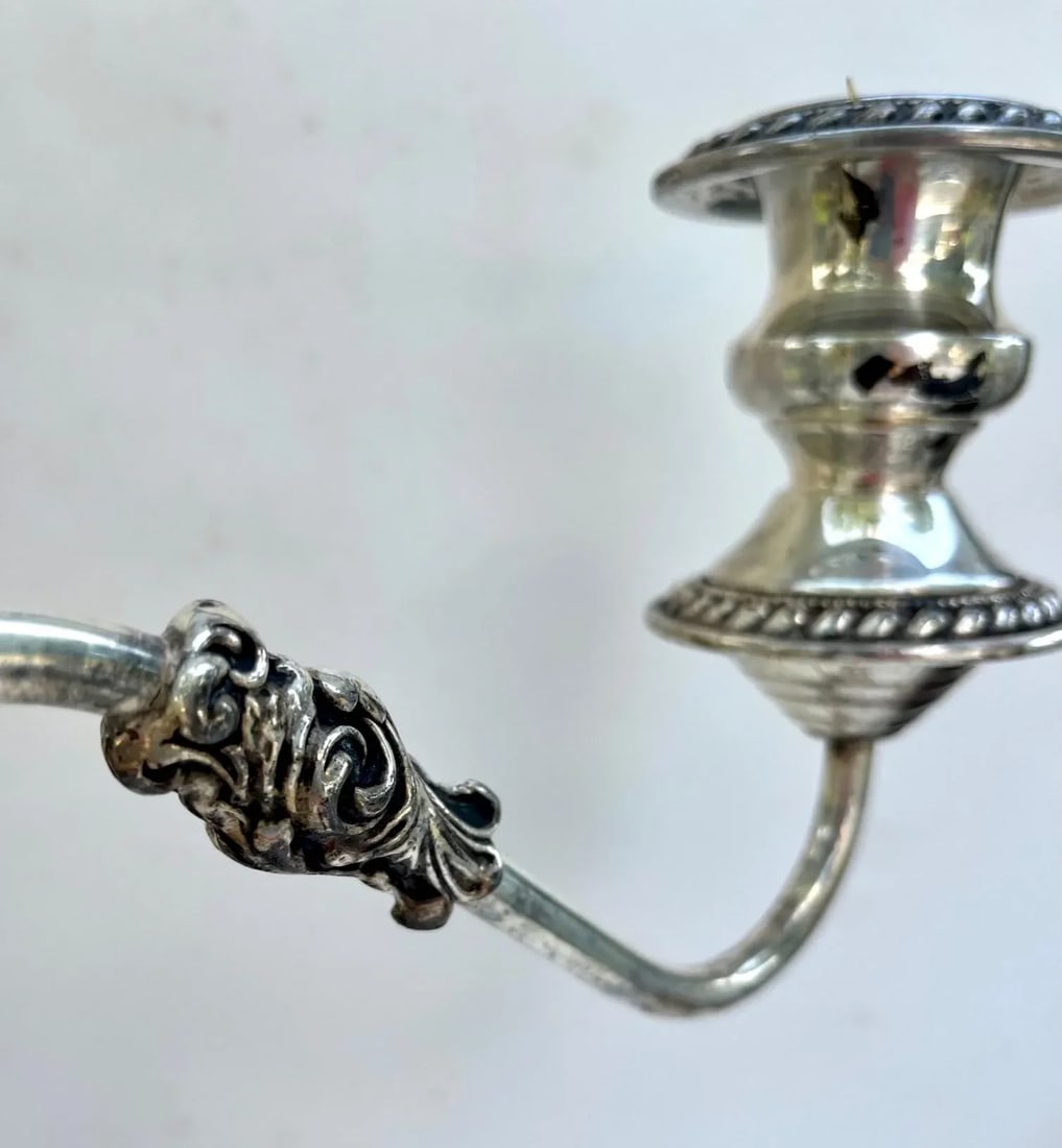 Pair George III Old Sheffield Silver Plated Three Light Candelabras. - 3