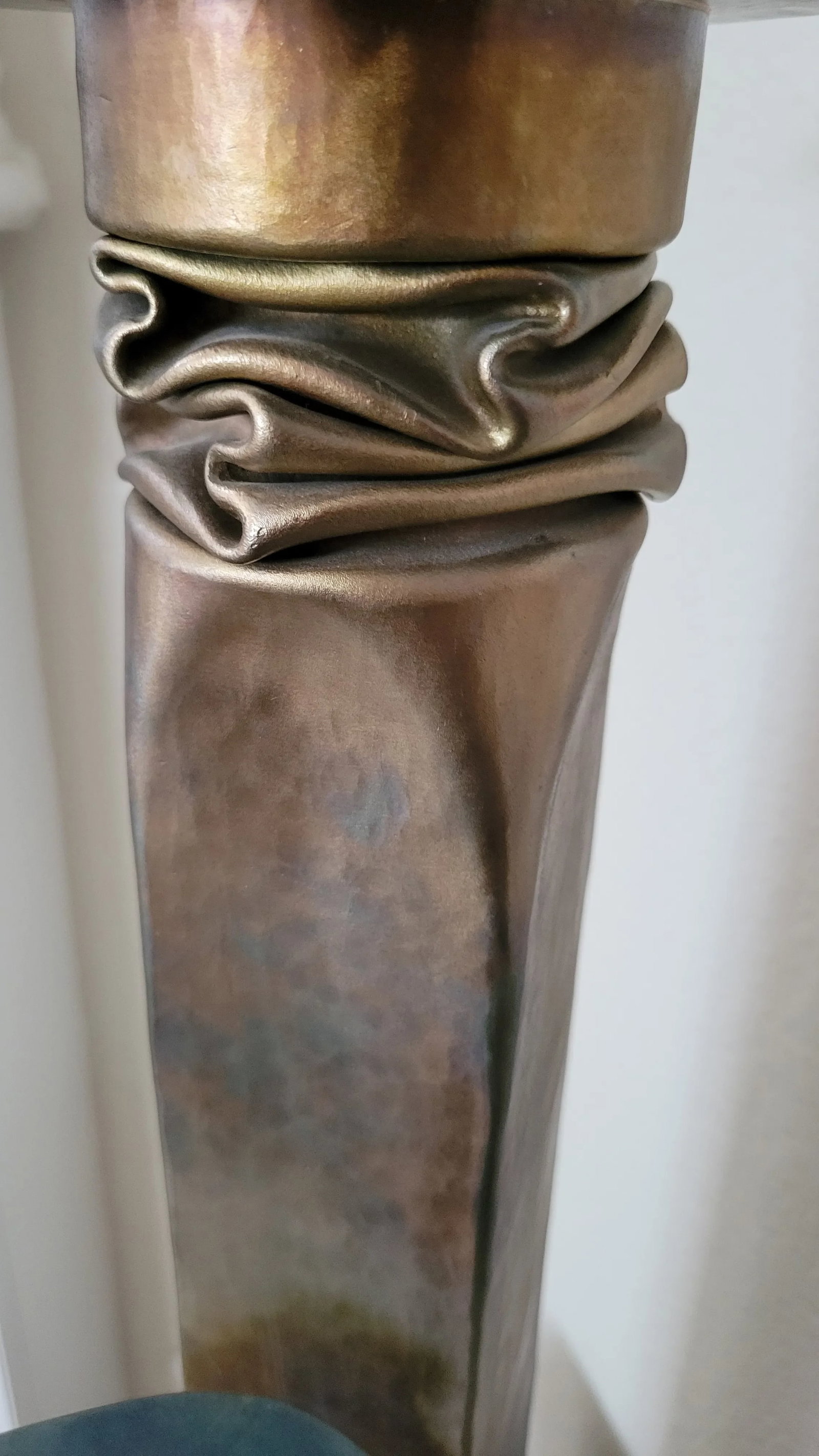 1990s Thomas Roy Markusen Modern Brutalist Hand Forged Copper Candle Holders With Pewter Oxide Finis - 3
