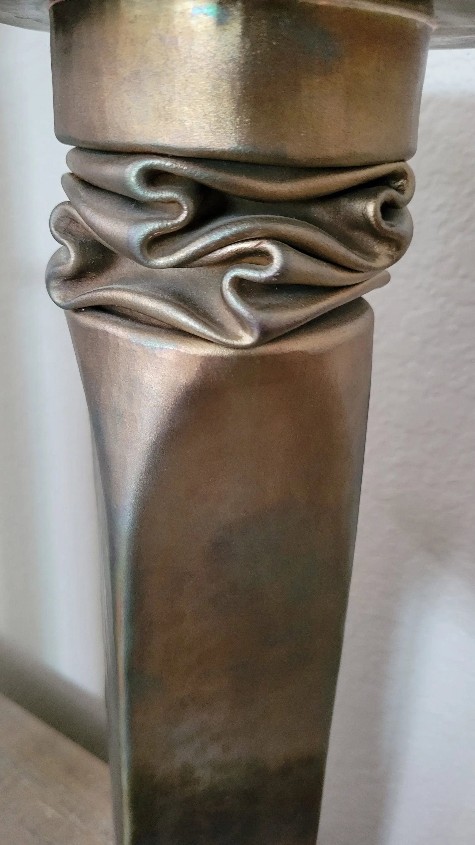1990s Thomas Roy Markusen Modern Brutalist Hand Forged Copper Candle Holders With Pewter Oxide Finis - 5