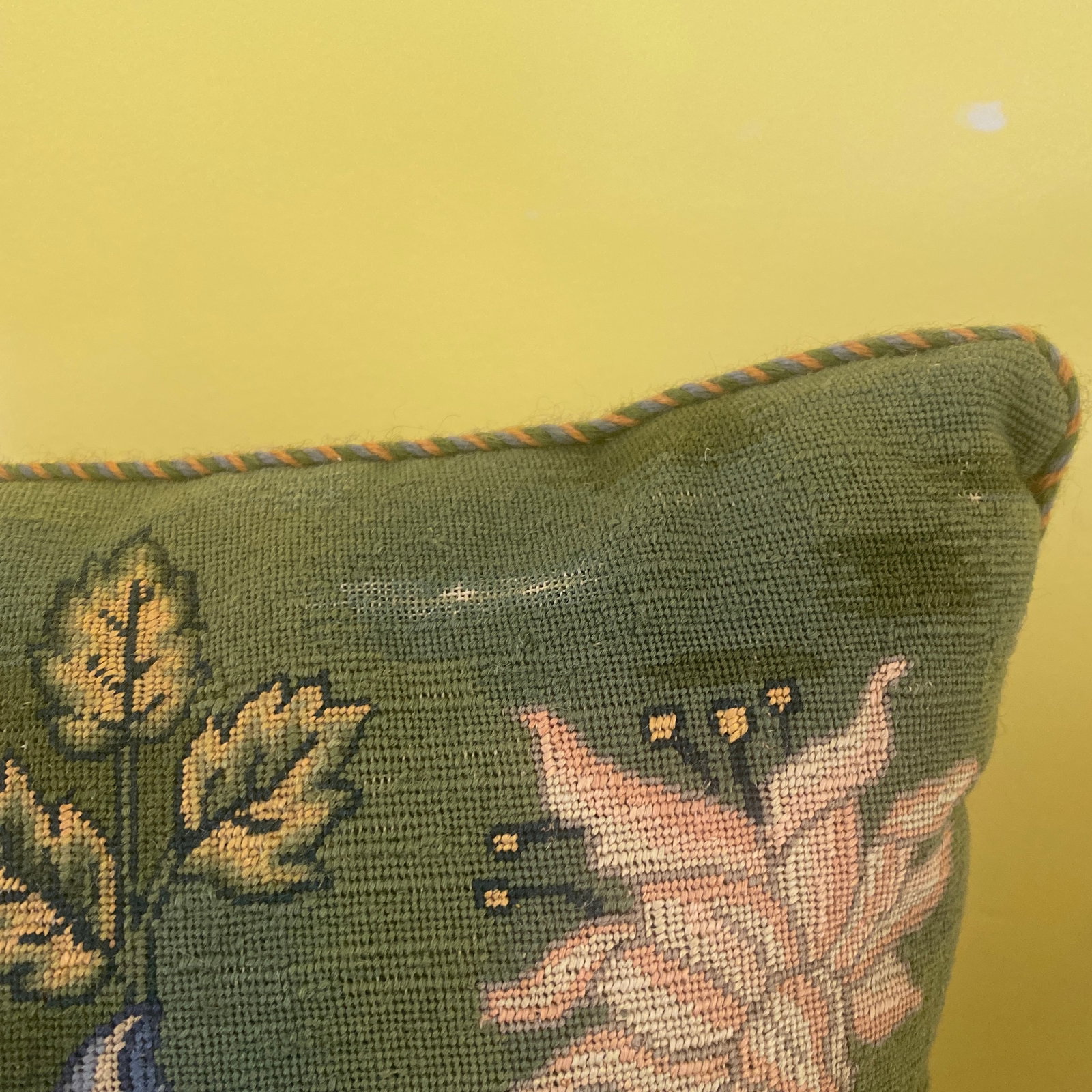20th Century English Floral Cachepot Needlepoint Pillow - 10