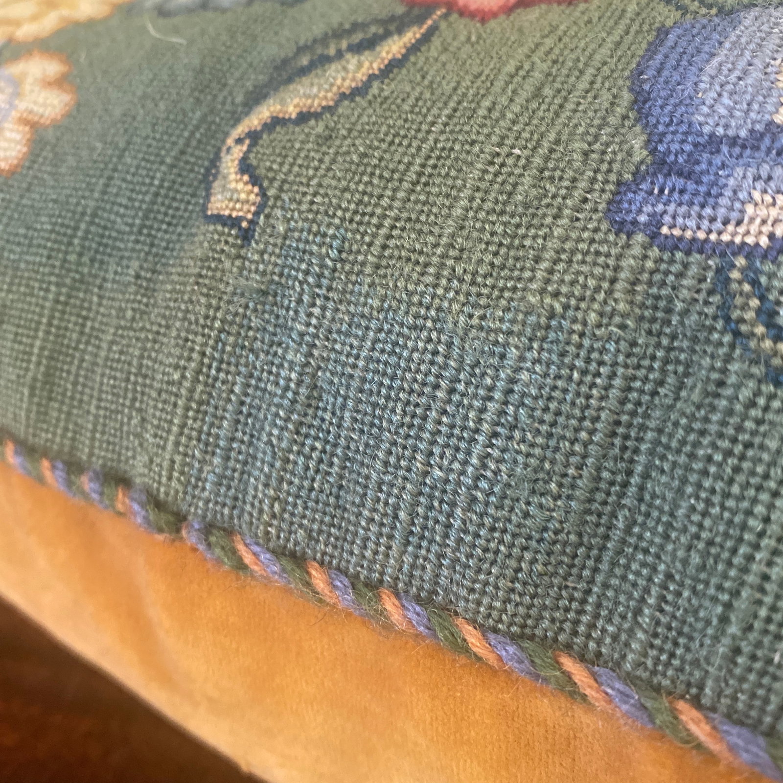 20th Century English Floral Cachepot Needlepoint Pillow - 12