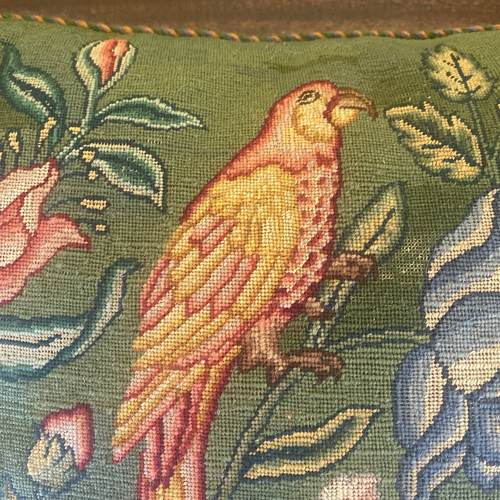 20th Century English Floral Cachepot Needlepoint Pillow - 2