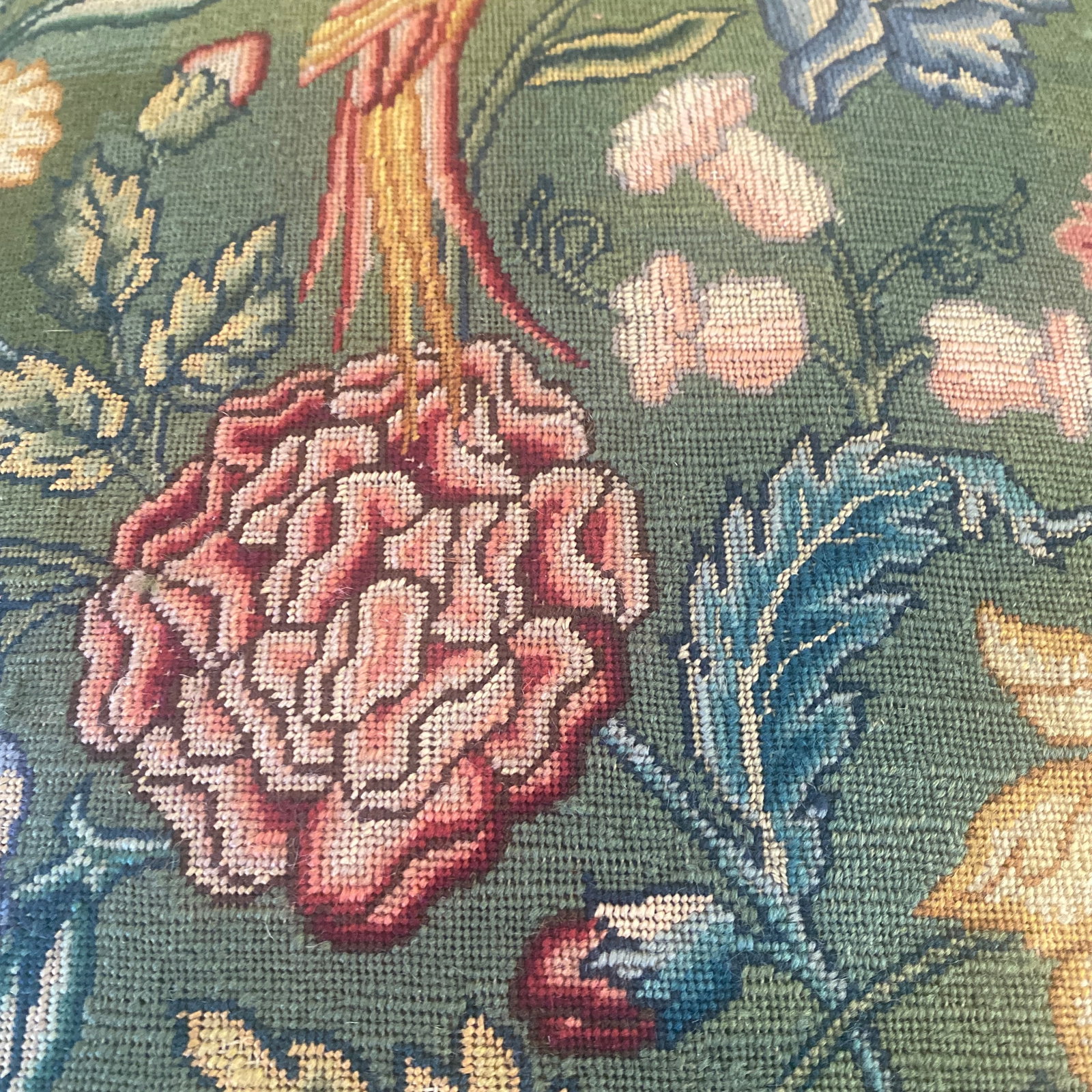 20th Century English Floral Cachepot Needlepoint Pillow - 3