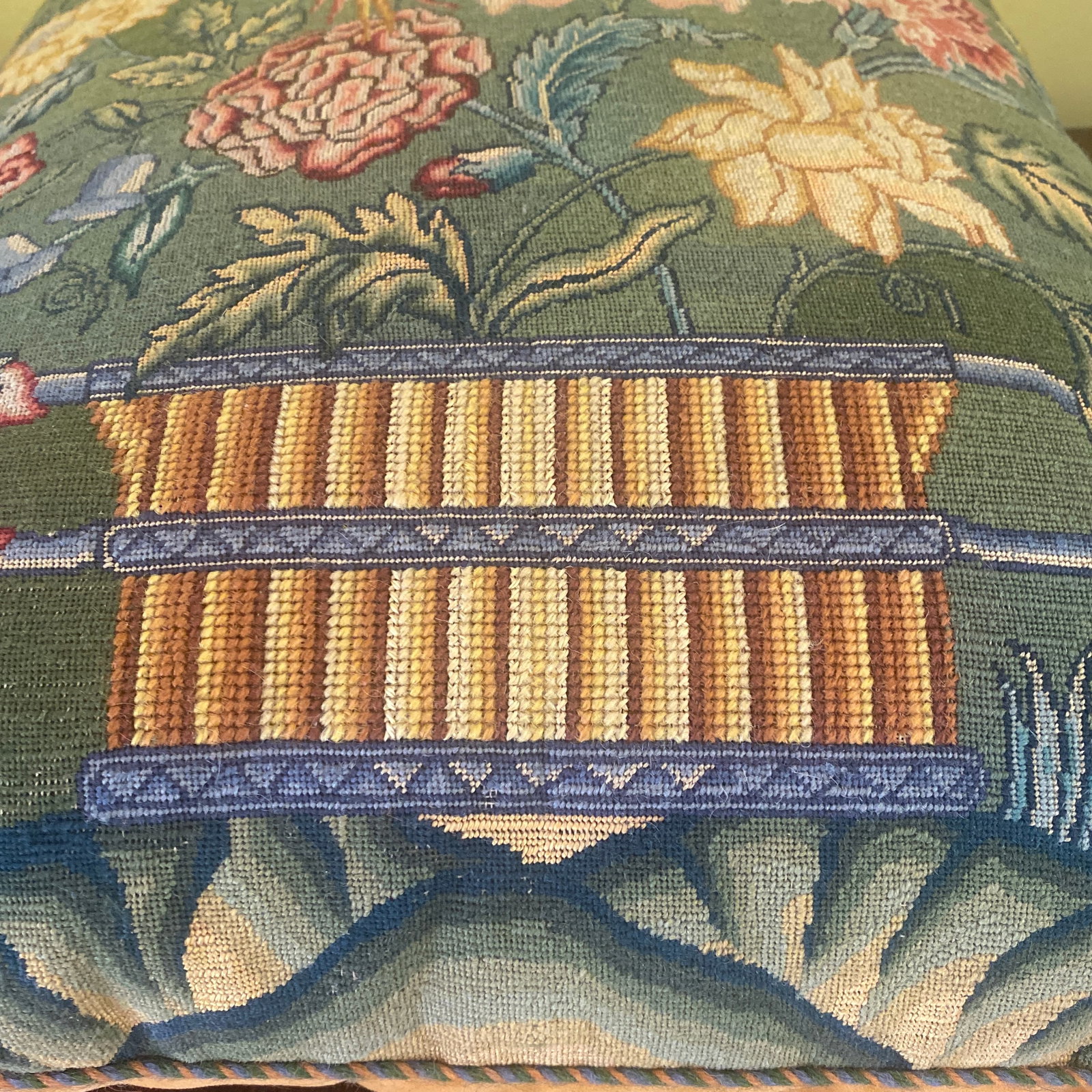 20th Century English Floral Cachepot Needlepoint Pillow - 4