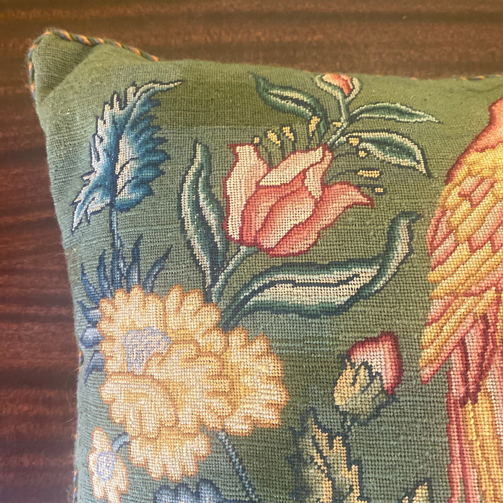 20th Century English Floral Cachepot Needlepoint Pillow - 8